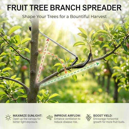 Pack of 20 Fruit Tree Branch Separators, Branch Spreader, Branch Puller, Plastic Coated Iron Wire, Gentle Bending Tool for Fruit Trees, Open Branches without Damage, Garden Accessories (Black, 18T) Black, 18t, 7"
