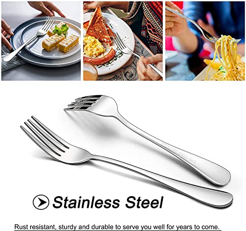 LIANYU Dinner Forks Set of 12, 8 Inches Large Stainless Steel Silver Forks