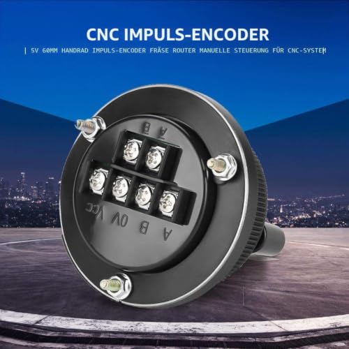 CNC Handwheel Housing 100PPR 6 Terminal Clamps Electronic Hand Wheel Pulse Transmitter Hand Wheel 60 mm Encoder 5V for CNC System (Black) black