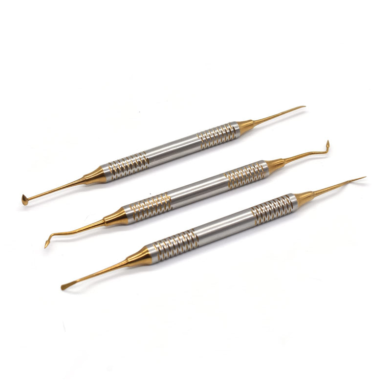 [Australia - AusPower] - 6 Pcs/Kit Dental Composite Resin Filled Scraper,Non Stick Dental Filling Spatula,Double headed Dental Restoration Tool (Gold) Gold 