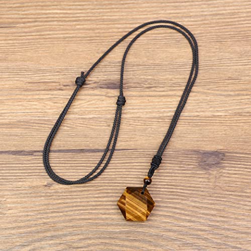 COAI Jewish Jewelry Star of David Crystal Necklace for Women Men Tiger Eye