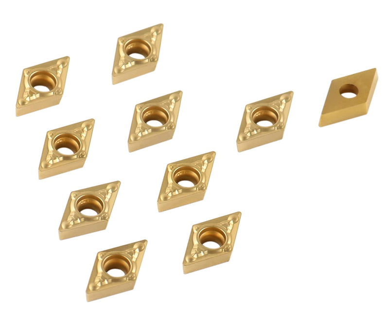 [Australia - AusPower] - Accusize Industrial Tools Dcmt21.51 Tin Coated Carbide Inserts, 10 Pcs/Box, 2104-1010 