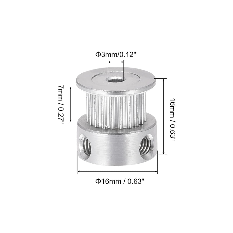 [Australia - AusPower] - MECCANIXITY 20 Teeth 3mm Bore Timing Pulley, Aluminium Synchronous Wheel Silver for 3D Printer Belt, CNC Machine, Pack of 5 Silver Tone 