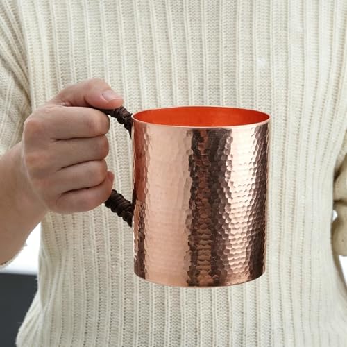 Solid Copper Cup – Hand-Hammered Ayurvedic Drinking Tumbler Copper-Cylindrical
