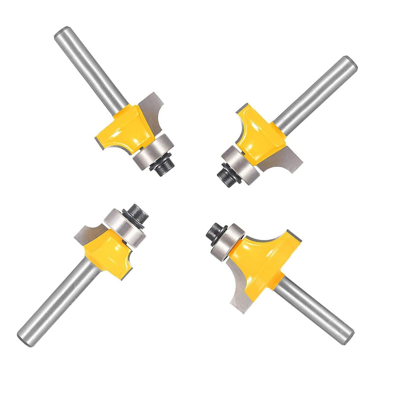 [Australia - AusPower] - Roundover Router Bit Set?4pcs Router bit Set?1/4 inch Shank?Radius in 1/8", 1/4", 3/16", 5/16"?Bearing Guide for Rounding Edge bit 