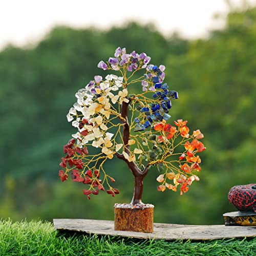 PYOR 7 Chakra Tree of Life Crystal Tree Gifts for Women 10 Inch 300 Beads A-seven Chakra Golden Wire
