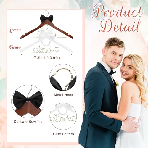 Beeveer Bride Hanger for Wedding Dress Bride and Groom Wooden Fresh