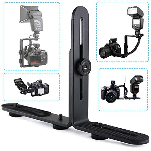 EXMAX® Metal Aluminum Alloy L-Shape Camera Flash Bracket Flashlight Camera Holder Mount Quick Flip DSLR SLR