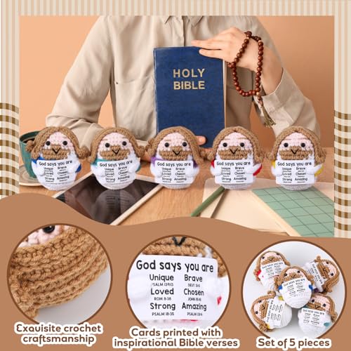 Marsui 5 Pcs 10 Pcs Crochet Dolls Jesus Figures Christian Gift, Colorful