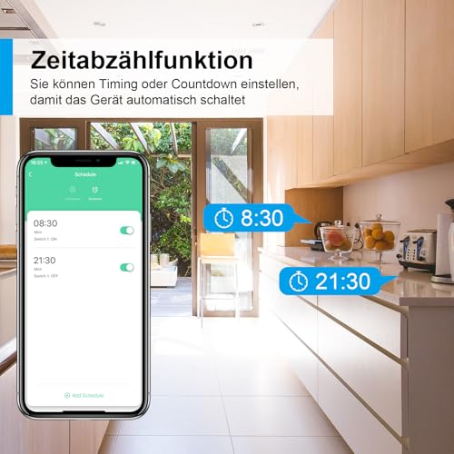 Antela WLAN Smart Socket with Current Measurement 16 A, Smart Home Socket Compatible with Alexa/Google Home, Power Consumption Measurement, Voice Control, App Remote Control, 2.4 GHz, 4 PCs | Compatible with Alexa/Google Home, power consumption measure...
