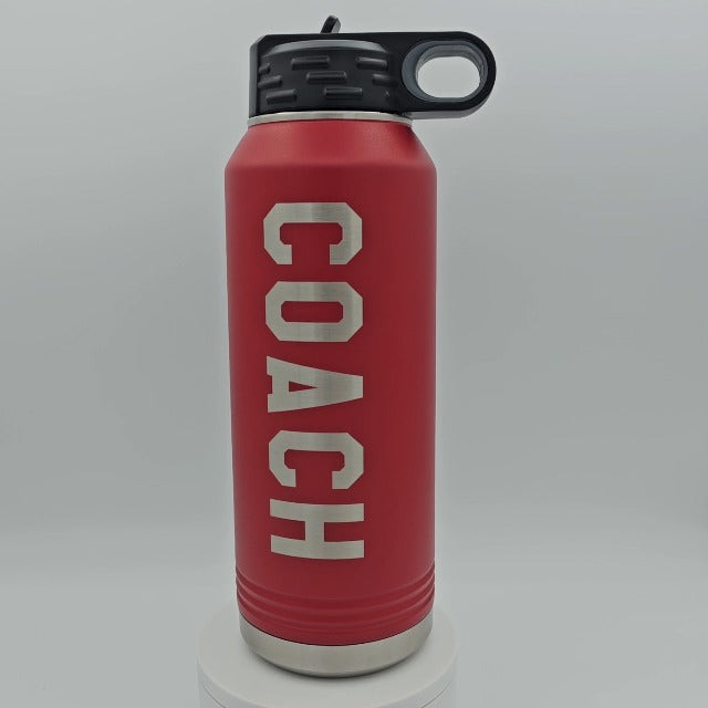 Coach Water Bottle - 32oz Insulated Flip Top Straw - Black
