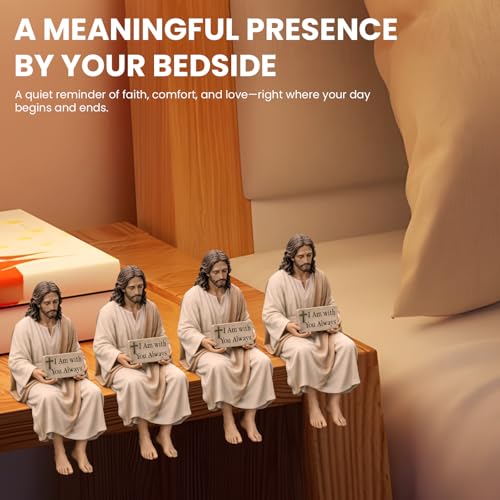 AUOBAG Jesus Desk Figurines for Computer Monitor & Dashboard Decorations, Religious Jesus Figures Decor for Home, I Am with You Always (1PC · Small) 1pc · Small