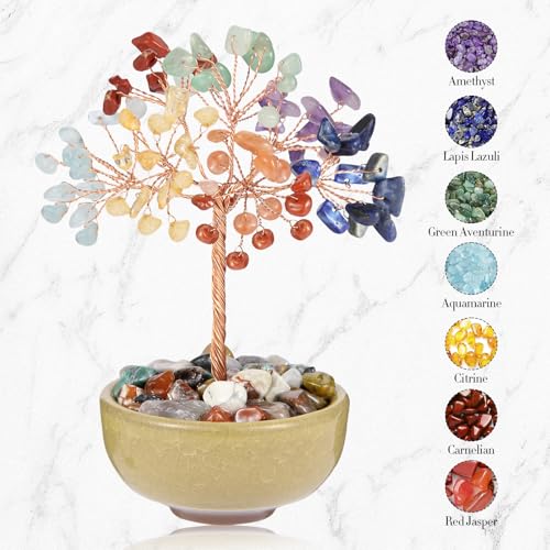 7 Chakra Crystal Tree Healing Wealth Luck Home Office Decor Gift 7 Chakras Vase Tree-2