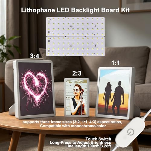 12PCS Lithophane LED Backlight Board Kit KC009 KC010 for Bambu Lab H2C/X1/P2S/A1 LED Light Board Backlights Makerworld Model Parts USB 3D Print Accessory Photo Model DIY Light Box