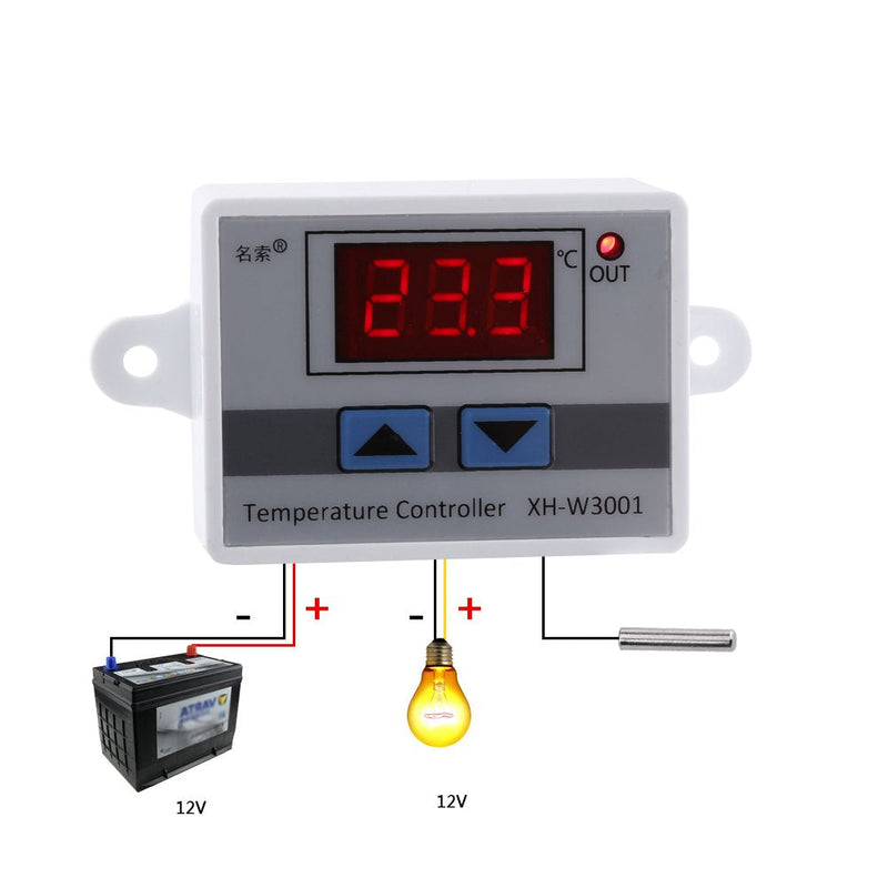 [Australia - AusPower] - Digital Temperature Controller, High Power 120W DC12V Temperature Control Switch, 10A Thermostat Controller with Probe, -50 to 110°C, for RV, Car, Industrial, Lab, and Home Use 