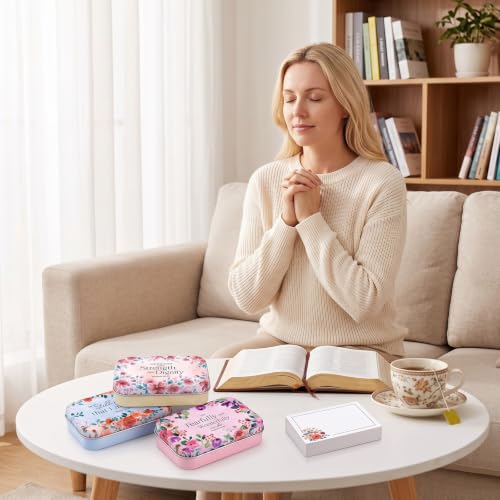 Rtteri 12 Pcs Prayer Boxes with Cards Christian Women Gifts, Bright Floral