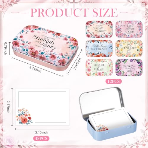Rtteri 12 Pcs Prayer Boxes with Cards Christian Women Gifts, Bright Floral