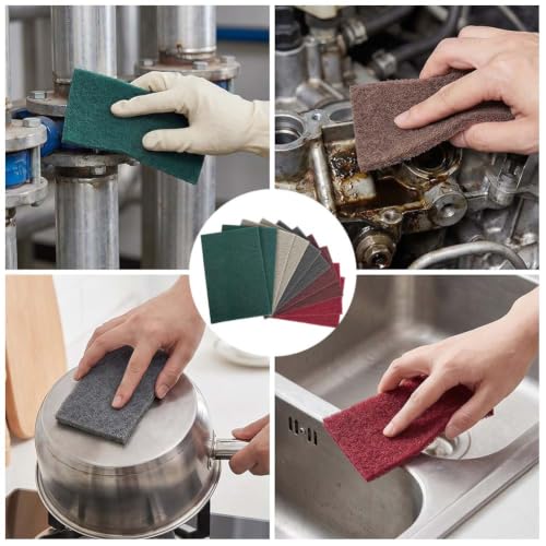 Sanding Fleece Pads 150 x 230 mm Set, Sanding Fleece Mat 5 Grit 600/800/1000/1500/3000, for Metal Wood Stainless Steel Sanding Polishing, Cleaning Fleece Pack of 10