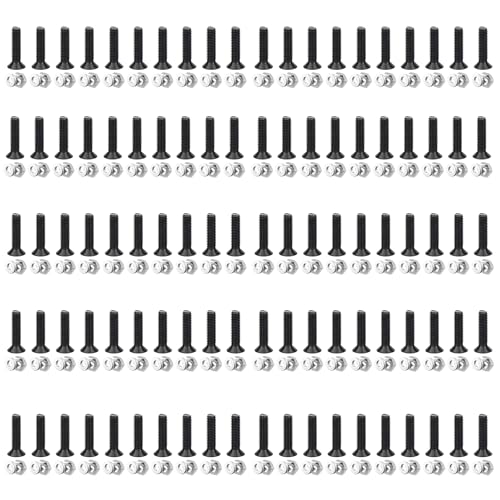YiKaiEn 100-pack D-Series panel mount screws and black 304 stainless hex nuts assortment set