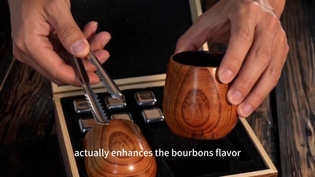Charred Wooden Bourbon Drinking Glass Whiskey Glasses Gifts for Men 2Pcs Classic