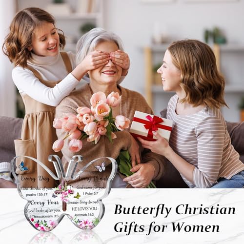 Christian Gifts for Women Men, Butterfly Inspirational Signs Bible Verses Religious Gifts for Mom Sister Coworker, Religious Spiritual Home Decor, Retirement Gifts 5.9x3.9x0.5 inches