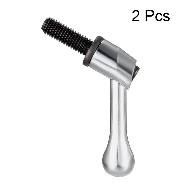 [Australia - AusPower] - uxcell M10 x 25mm Handle Adjustable Clamping Lever Thread Push Button Ratchet Male Threaded Stud Knobs Locking Rotating Screw Handles Quick Release Bolt Silver Tone 2pcs 