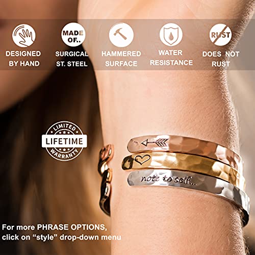 Carviell Bracelets for Women – 100+ Meaningful Engraved Messages – Solid 316L Surgical Stainless Steel Cuff Bracelet – Gift Ready CHRISTIAN Gift - Be still, and know that I am God – Psalm 46:10