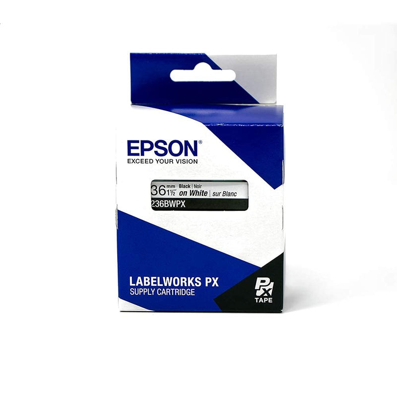 Epson LABELWORKS 236BWPX PET Tape Cartridge - Black on White Industrial Label Maker Tape - 1.5" (36MM) Wide, 30 ft 36mm