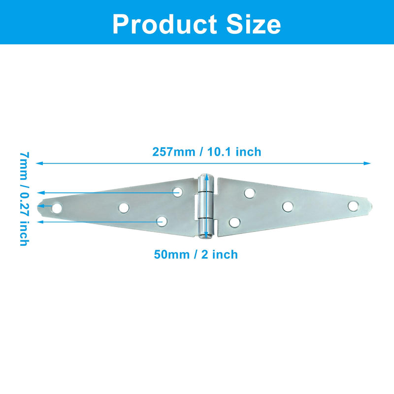[Australia - AusPower] - Hordion 2Pcs Strap Hinge Shed Door Hinges, 5 Inch Heavy Duty Gate Hinges Black Tee Hinge with Screws for Wood Gate Cabinet Door, Silver 5 Inch, 2Pcs 