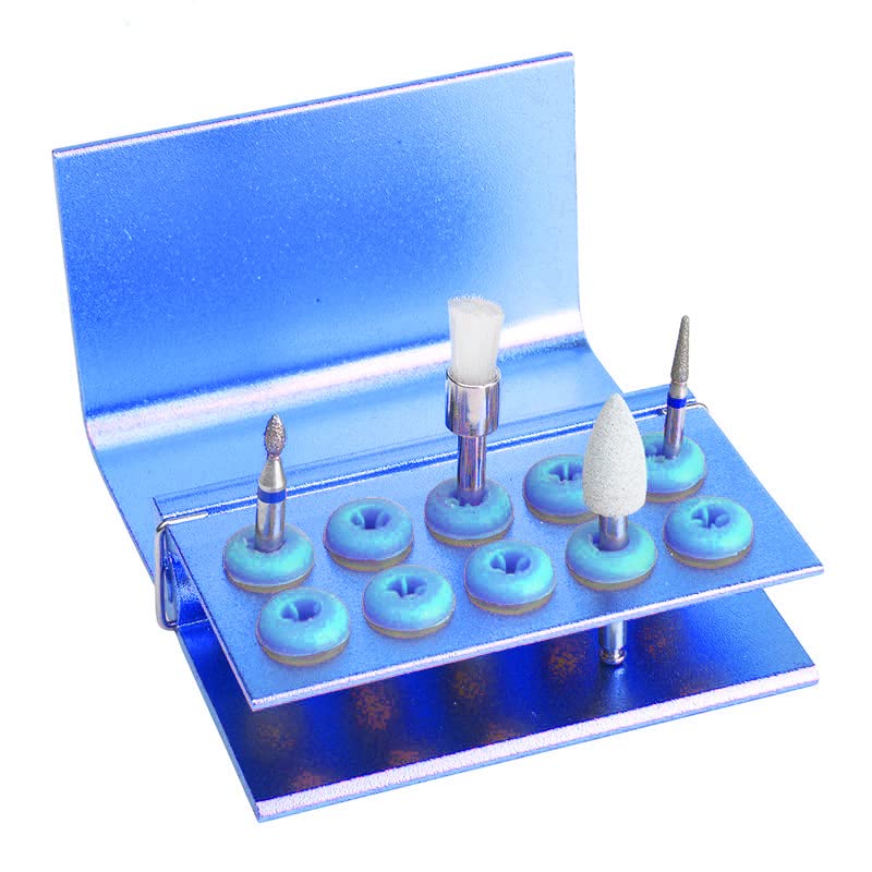 [Australia - AusPower] - 5Pcs 10 Holes Dental Burs Holder Block Case for CA/RA?FG Dental Autoclavable Burs Holder Blue 