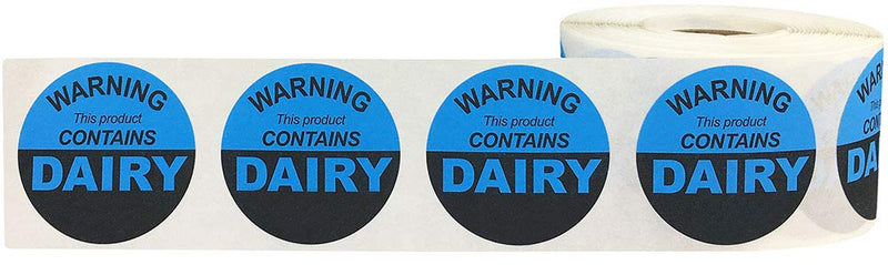 Warning This Product Contains Dairy Labels 1.5 Inch 500 Total Stickers