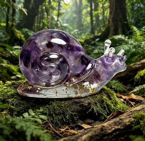 Amethyst Lucky Snail, Resin Ornament Shelf Plant Layout Home Accent Purple