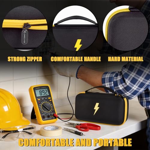 Comecase hard multimeter case for Fluke 87V MAX, 87V, 88V, and 179 with black and yellow pocket and holster