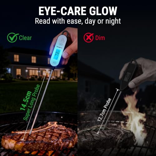 TempPro IPX7 Meat Thermometer Waterproof Barbecue Thermometer | Branten Thermometer Fast Instant Read with Backlight & Hold, for Steak, Grilling & Kitchen (Ex-ThermoPro)