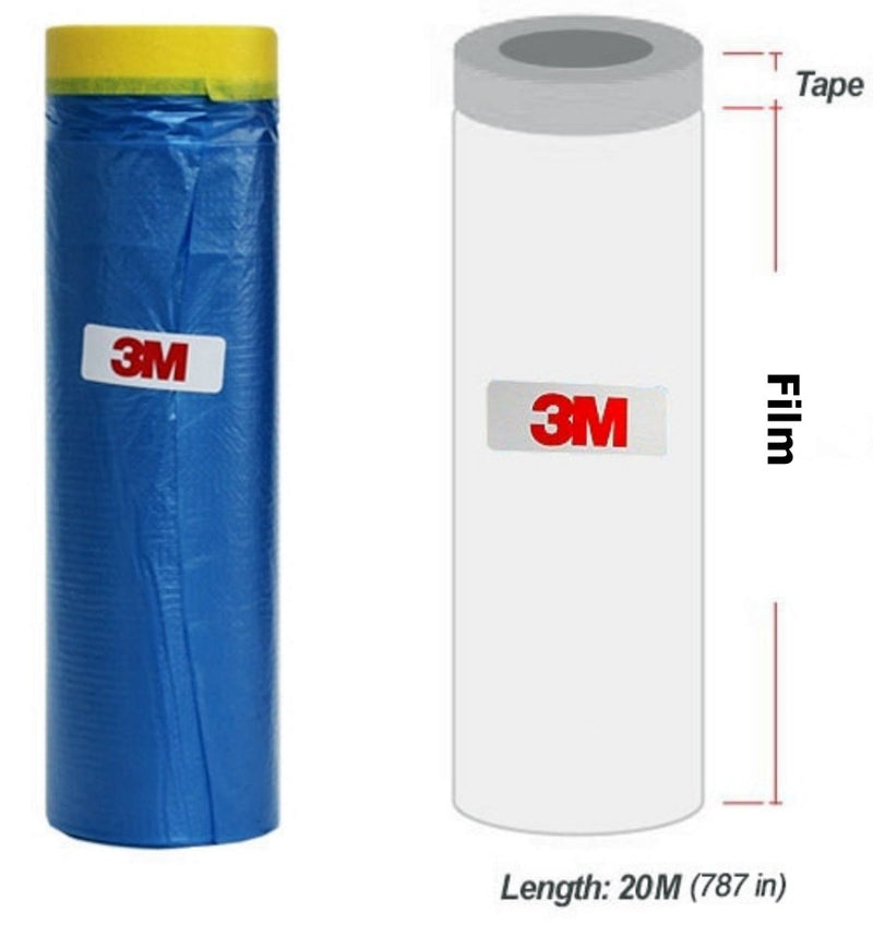 [Australia - AusPower] - Automotive Masking Tape and Plastic Sheeting - Multi Size Pack - No Residue Painters Drop Cloth - Pre-Taped Masking Film (65 Feet) (3 Pack (35.4 in)) 