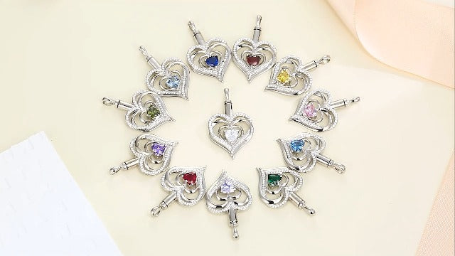 Sariel 925 Sterling Silver Heart Tree of Life Urn Necklace for Ashes Always in My Heart Keepsake Cremation Jewelry for Women October Heart Shape