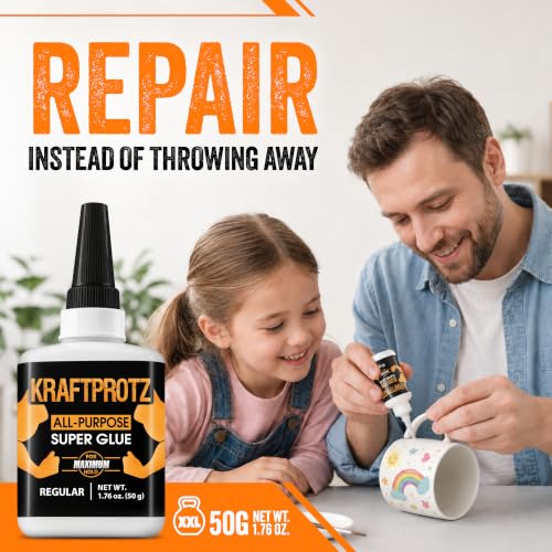ARKA Super Glue All-Purpose Liquid acrylic adhesive, 1.75 oz bottle for instant universal repairs