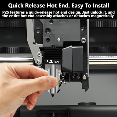 4PCS X2D/P2S Hotend, Quick Swap Hardened Steel Nozzle Print Head Hot End Replacement Kit with Silicone Socks for Bambu Lab X2D/P2S/H2D/H2C/H2S 3D Printer (0.2/0.4/0.6/0.8mm) 0.2/0.4/0.6/0.8mm
