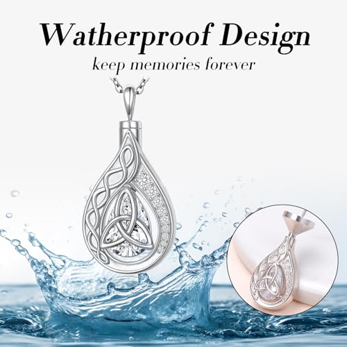 DAOCHONG Celtic Knot Teardrop Urn Necklace Memorial Jewelry for Women Teardrop Urn Necklaces