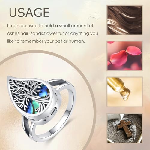 ONEFINITY Urn Rings for Ashes 925 Sterling Silver Tree of Life Ashes Rings Memorial Cremation Jewellery Gifts for Women #8