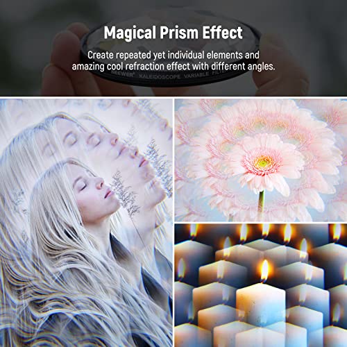 NEEWER 77mm Kaleidoscope Prism Lens Filter, Photography Prism Crystal Glass Effect Filter with Multi Refraction and Variable Number of Photographic Subjects