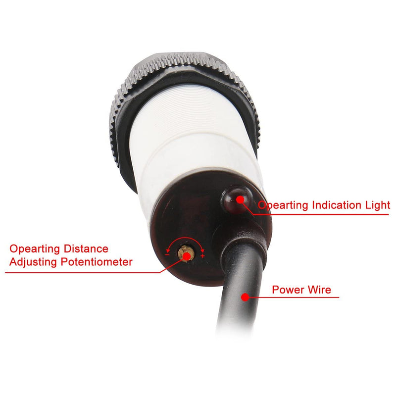 [Australia - AusPower] - Baomain Photoelectric Sensor E3F-R2NK Retroreflective Optical Sensor Switch DC 10-30V NPN NO Sensing Distance 2m with Reflector Panel 