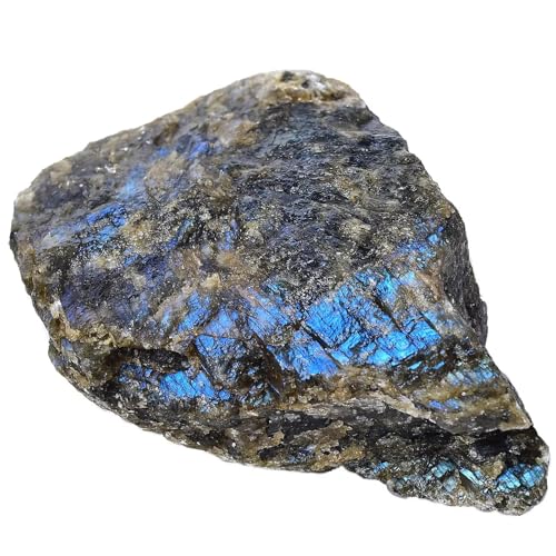 Raw Labradorite Stone Blue Rough Labradorite Rock Healing Crystal and Stone for Tumbling Meditation 0.6-0.8 Pound