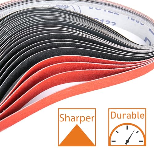 1/2 x 18 Inch Sanding Belts, Ceramic + SiC, 20 Pack, 60-240 Grit 1/2x18 inch