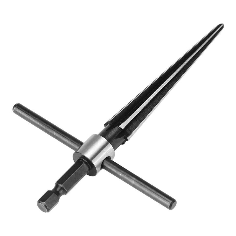 Handheld T Shape Tapered Hex Reamer Bridge Pin Hole Carbon Steel, Handle Drilling Tool for Taper Holes on Top of Planks, Chamfering, Screw Sinking Holes