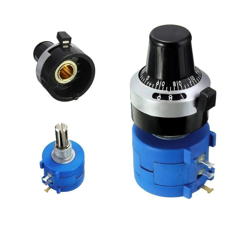[Australia - AusPower] - Onwon 20K Ohm Resistor 10 Turn Potentiometer 2W Wirewound Multi-Turn Adjustable Precision Potentiometer with 10 Turn Counting Dial Rotary Knob 6mm Shaft (20K Ohm) 