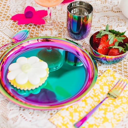 Ahimsa Stainless Steel Kids Utensil Set, Rainbow, 8-Piece Set Fork & Spoon Set Rainbow - 4 Forks + 4 Spoons