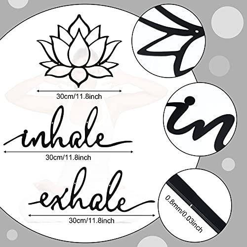 Ferraycle Inhale Exhale Wall Art Yoga Meditation Decor Black Metal Sign