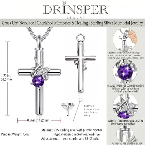 Urn Necklaces for Ashes, Ashes Keepsake Cremation Jewelry for Women Men Cross Urn