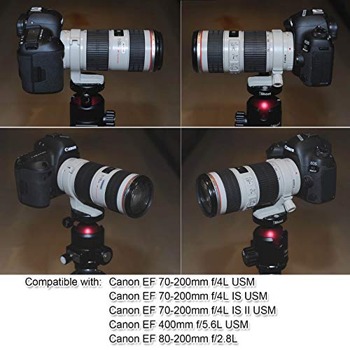 iShoot Metal Tripod Mount Ring, Lens Collar Support AII (W) Compatible with Canon EF 70-200mm f/4L / IS / IS II USM, 80-200mm f/2.8L, 400mm f/5.6L USM Lens, Bottom with Arca-Swiss Fit Dovetail Groove